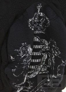 Emilio Cavallini Black Stretch Knit Dragon Design Puff Hem LS Dress