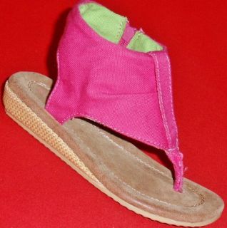 New Girls Toddlers Carters Madame Pink Canvas Sandals Thongs Wedge