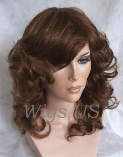 Wigs 1970s Farrah Fawcett Style Curly Lt Auburn Skin Part Costume Wig
