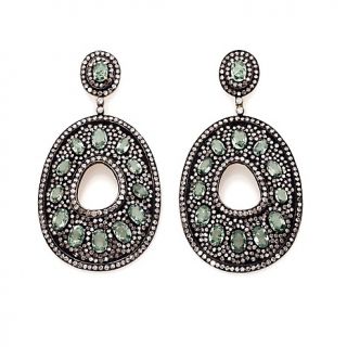 Treasures of India 17.5ct Green Sapphire and Diamond Drop Earrings