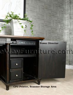 American Federal Black L Shaped Computer Desk and Return Wood Office