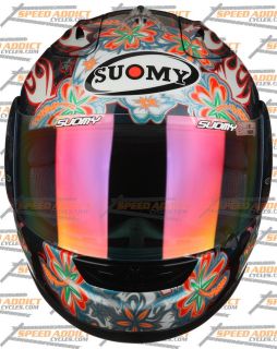 Suomy Excel Spec 1R Extreme Black Flowers Full Face Motorcycle Helmet