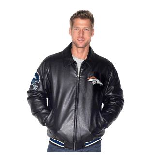 193 076 g iii fashion leather like jacket with chenille logos broncos