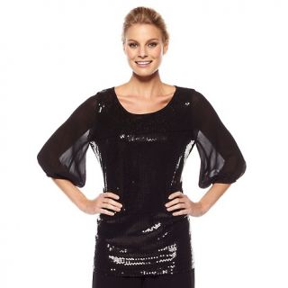 191 471 very vollbracht sequined peasant top with chiffon sleeves