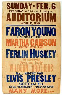  Concert Poster Reprint Elvis Presley Faron Young etc in Memphis