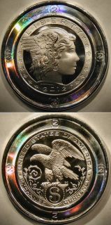 2012 Exchange Currency Token 50mm 2 Troy oz Silver Hologram Carr Amero