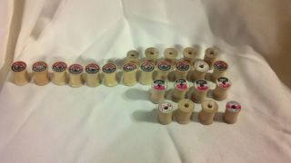 Vintage Small Wooden Spools Without Thread Lot of 25 Various Brands