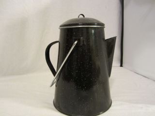 Black Enamel Camping Coffee Pot Percolator