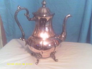 VINTAGE SHERIDAN SILVER PLATE TEA POT 11TALL HEAVY  UP RIGHT LINES ON