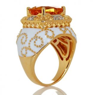 Victoria Wieck 3.09ct Citrine and White Enamel Dome Ring