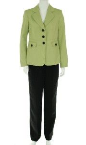 Evan Picone New Lime Black Notched Collar Jacket Pant Suit Size 14