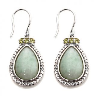 197 449 sterling silver pear shaped green jade and peridot drop