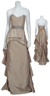   Marvelous Strapless Gold Rhinestone Belted Gown Eve Dress 14 New