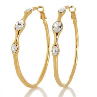 183 558 susan lucci bezel set crystal goldtone hoop earrings rating 3