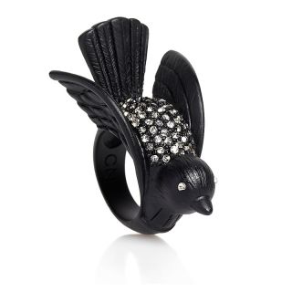 209 922 rara avis by iris apfel crystal black matte bird design ring