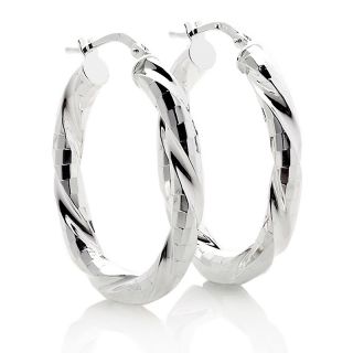 202 436 italian silver sterling silver diamond cut twist hoop earrings