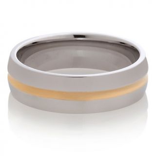 214 368 stainless steel 6mm 2 tone grooved center wedding band ring