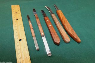 SET OF 5 WOOD CARVING TOOLS KNIVES WHITTLING KNIFE PIPES CANES DUCKS