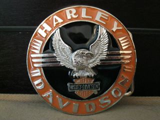 New Harley Davidson Motor Cycles belt buckle orange black classic