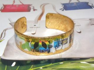 Évocateur on Trend Peace in Many Colors Cuff Gold Tone Bracelet on