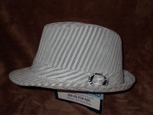 Fedoras Hat UNISEX Costume Accessory Whie & Black Pinstriped