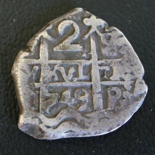 749 2 Reales Cob Ferdinand VI. Coin. Bolivia. Potosi. Two clear dates.