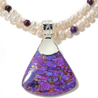 Jay King Purple Turquoise Pendant and Beaded Necklace