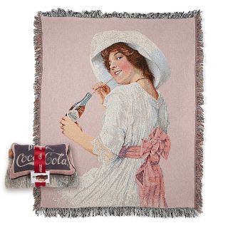218 734 coca cola vintage lady throw and pillow set note customer pick