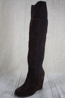 Fergie Citizen Finnito Brown Tall Knee High Suede Wedge Boots Size 5 5