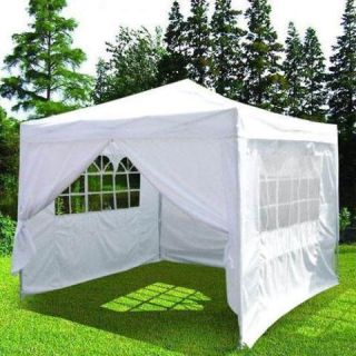 10x10 EZ Pop Up Wedding Party Tent Canopy Gazebo White with Oxford