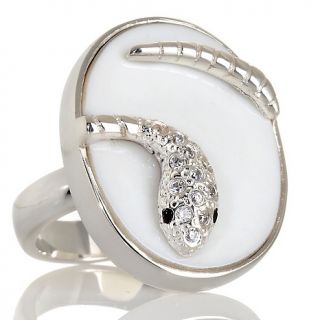 Isharya 925 Sterling Silver and Agate Snake Ring