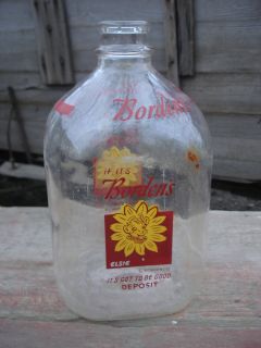 Large Vintage 1 Gallon Bordens Glass Elsie the Cow Milk Bottle ~Old