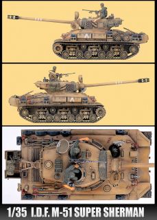 New I D F M 51 Super Sherman 1 35 Scale Academy Model Kit Tank