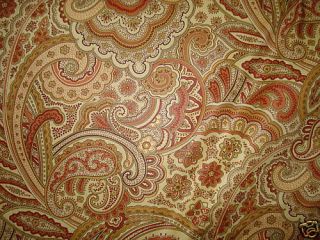  Red Cream Olive Brown Cotton Paisley Fabric