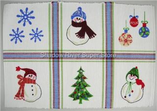 nwt 4 christmas holiday snowman trees fabric placemats