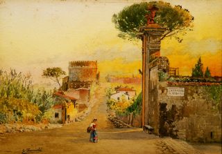 Gaetano Facciola Italian 1868 1949 Original Signed Watercolor Painting