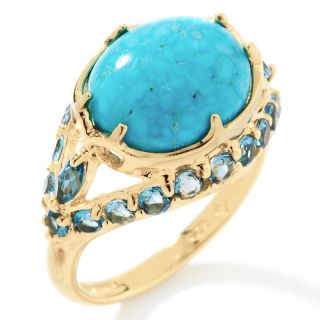 Crown Spring Turquoise and Blue Topaz Vermeil Ring