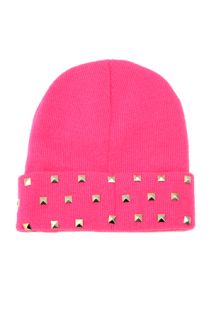 MARIALIA Hot Pink Beanie with Studs Concrete