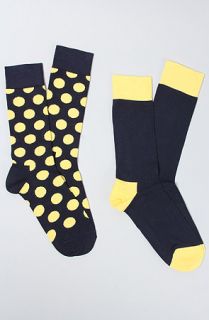 Happy Socks The Two Pack Socks in Navy Yellow