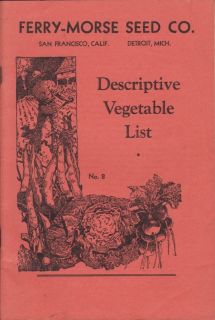 1930s Ferry Morse Seed Co Catalog Vegetable List Vintage Agriculture