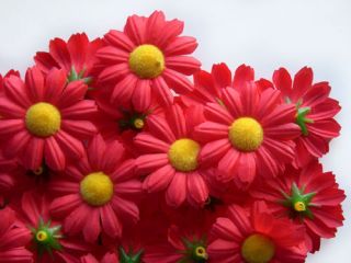 12X Red Gerbera Daisy Head Artificial Silk Flower Wedding Lot Clip