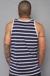 All Day The Striped Henley Tank Top in Navy White