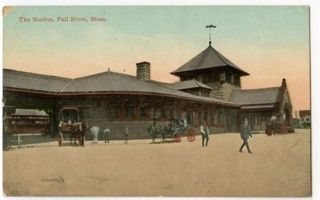 Fall River Massachusetts Train Station Valentines Postcard Horses