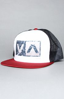 RVCA The Cultural Study Trucker Hat in Slate Red