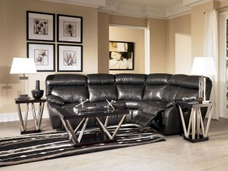 FABRICE BLACK BONDED LEATHER RECLINER SOFA COUCH SECTIONAL SET LIVING