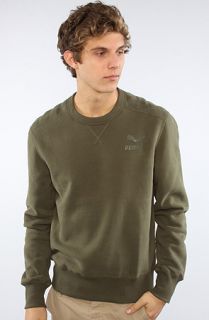 Puma The Fabric Mix Crew Sweatshirt in Olive