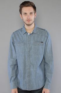 RVCA The Burnout Longsleeve Buttondown in Faded Blue