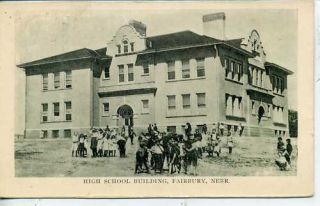Fairbury Nebraska High School Postcard Edgar Nebr 1908