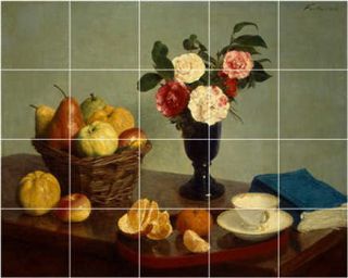 XL Henri Fantin Latour Fruit Vegetables Painting Ceramic Tile
