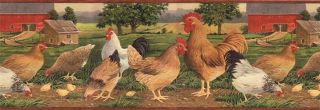 Country Chicken Farm Rooster Wallpaper Border AFR7106